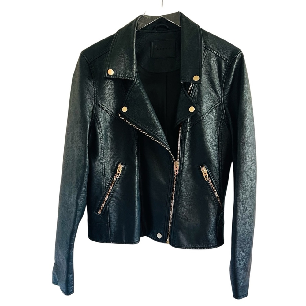 Blanknyc Black Faux Leather Moto Jacket with Gold Hardware